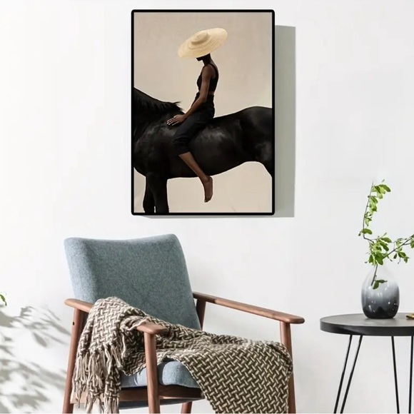 Stunning African American woman Elegant Equestrian Canvas unframed print New ✨😍 - Picture 2 of 13